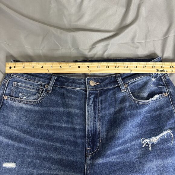 American Eagle Outfitters Mom Blue Jeans Womens 16 Distressed Embroidered - Picture 10 of 15